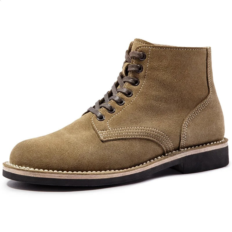 Maden Vintage Combat Boots For Men Retro Leather Yellow Shoes Outdoor Casual Couple Ankle Desert Boot Escape Shoe 240708
