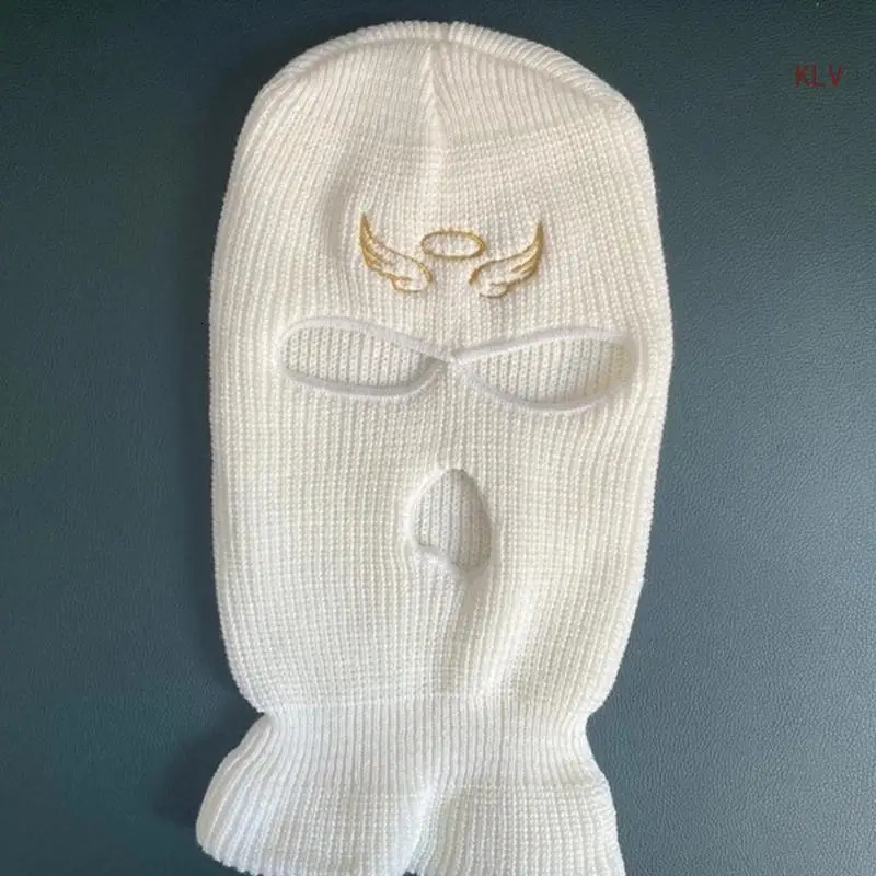 White/ Black Color Handmade Ox Horn Hat Soft Winter Warmer Knitted Hat Cold Halloween Presents for Students Teenagers 240715