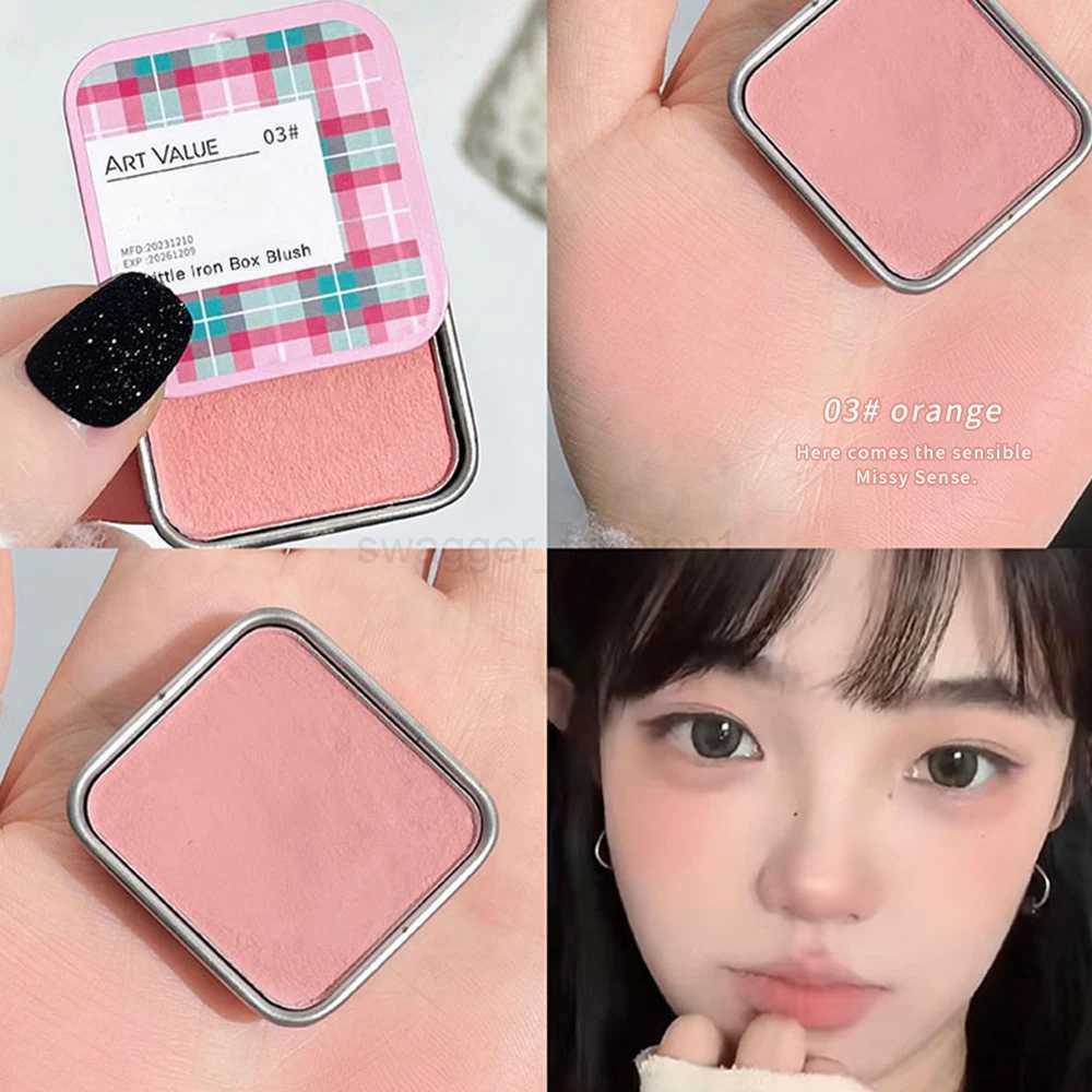 Single Blush Matte Natural Cheek Tint Brighten Face Waterproof Small Tin Box Blush Powder Face Contouring Female Makeup CosmeticB240722
