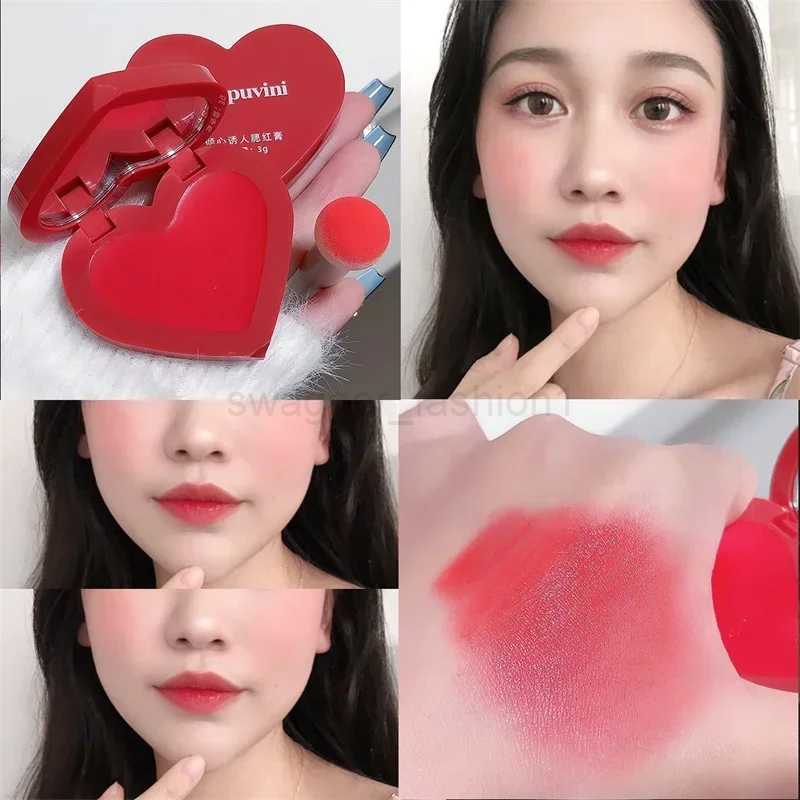 Matte Velvet Blush Natural Versatile Sweet Girls Student Blush Lasting Coloring Tinted Heart Shape Peach Blusher Tint Mud CreamB240722