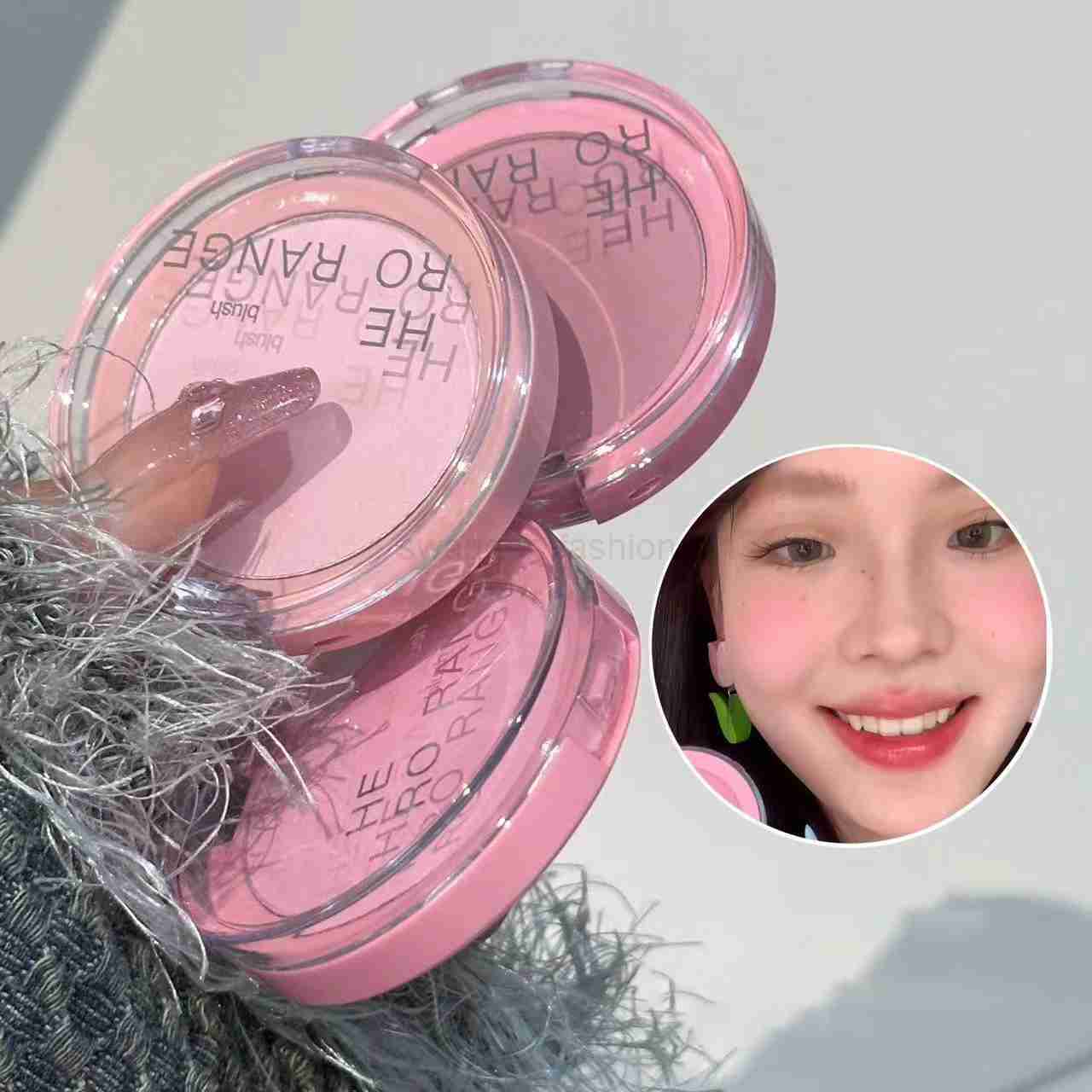 Milk Pink Powder Blush Contour Silky Smooth Blusher Nude Apricot Natural Brighten Skin Tone Makeup Tint Blush Cream CosmeticsB240722