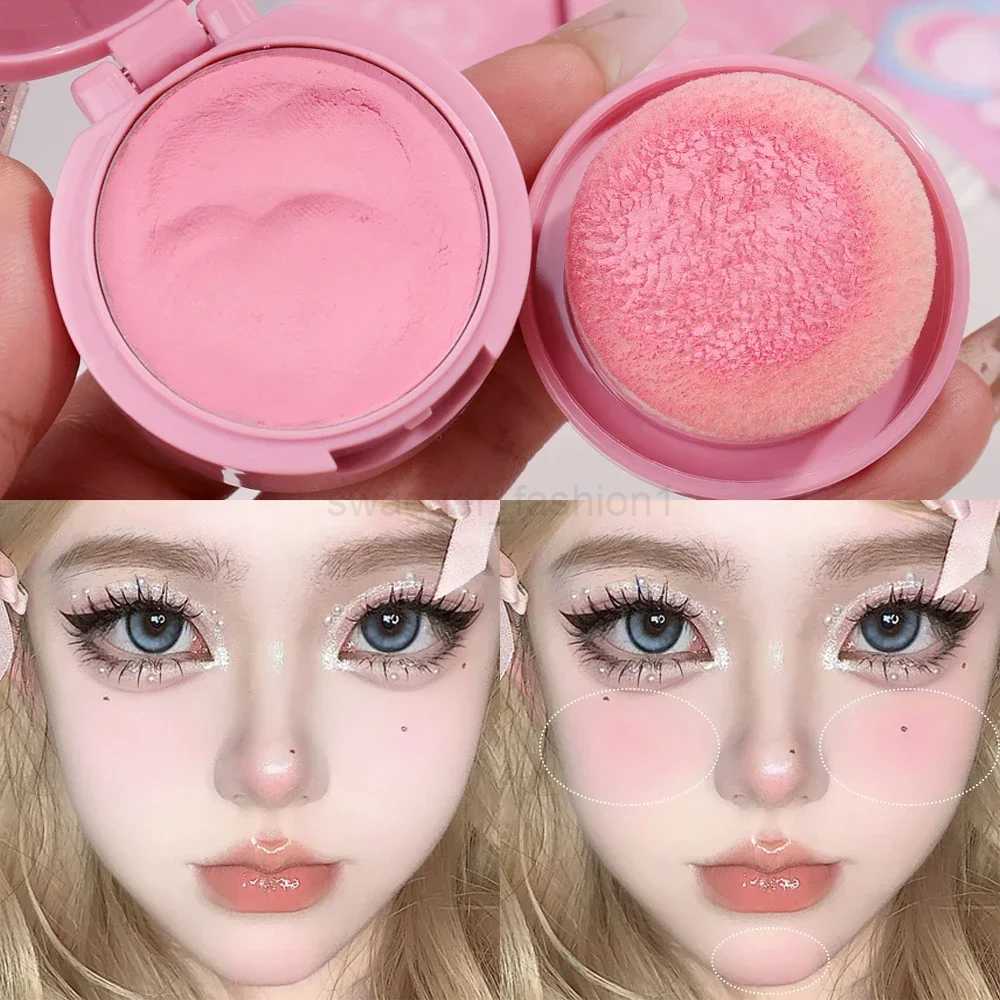 Monochrome Girl Blush with Powder Puff Makeup Natural Cheek Tint Blush Palette Peach Pink Cheek Contour Blush Korean CosmeticsB240722