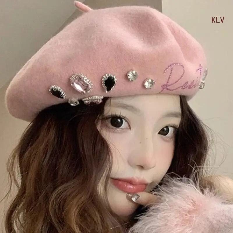 Trendy Decor Hat Girls Woman Painter Hat Autumn Winter Windproof Painter Hat French Hat for Winter 240715
