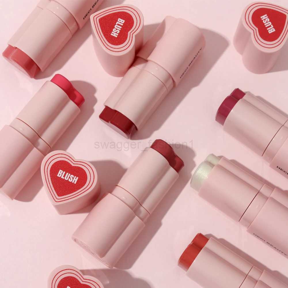 Heart Shape Vegan Creamy Blush Stick Matte Silky Waterproof Pink Blush Cream Makeup Stick High Pigment 3in1 Lip Eye Cheek TintB240722