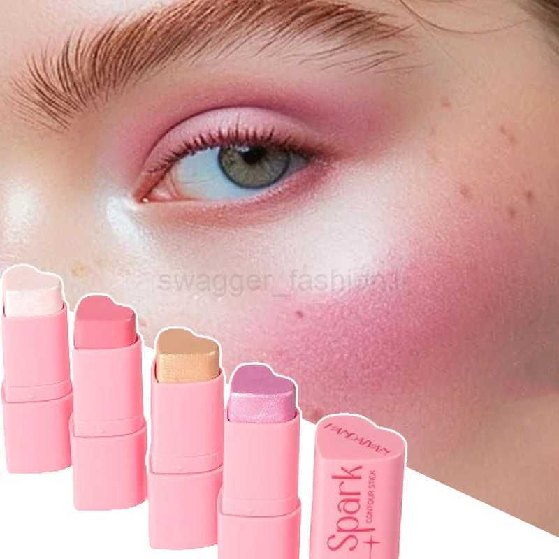 Heart Shape Creamy Blush Stick Pearlescent Matte High Gloss Brighten Blusher Cream Makeup Highlighter 3 In1 Lip Eye Cheek TintB240722