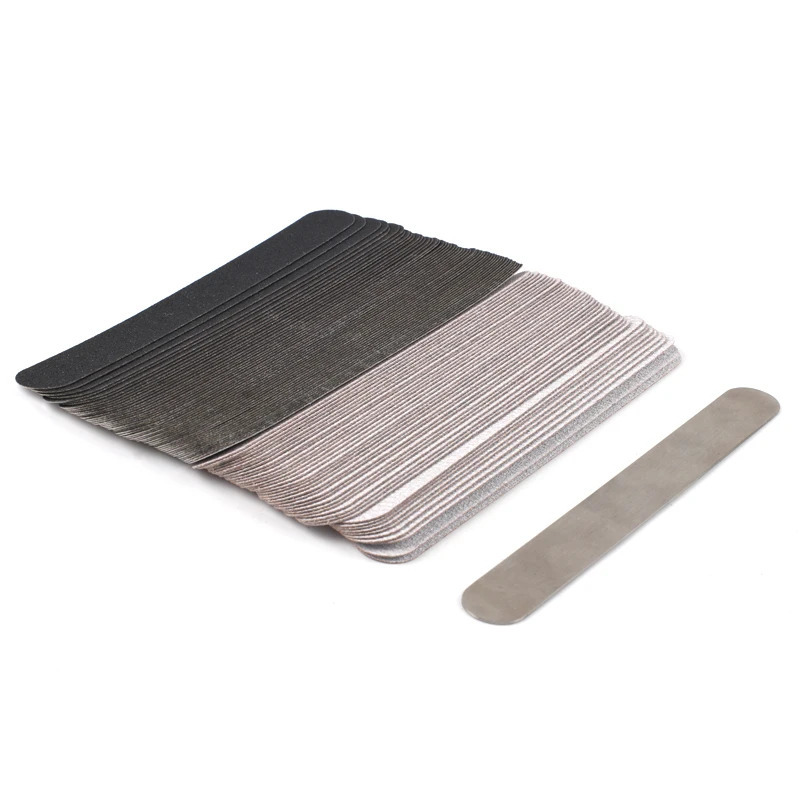 Straight Replacement Nail File 100180240 10pcs GreyBlack Removable SandPaper With Stainless Steel Handle Metal Sanding Files 240713