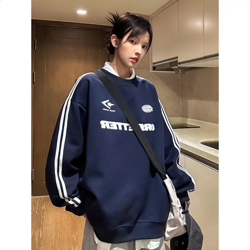 Sportswear Mens Cotton Machine Car Womens Spring and Autumn Loose Round Neck Long Sleeve Alphabet Casual Top 240718