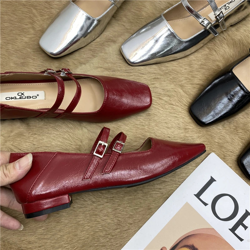 Red Spring Women Mary Jane Shoes Fashion Round Toe Shallow Slip On Ladies Flat Soft Sole Outdoor Dress Ballerina 240718