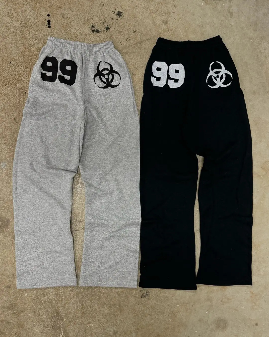 Y2K 99 Black Hip Hop Pants Mens Harajuku Loose Casual Sweatpants in Elastic Waist Drawstring Letter Jogging Pants 240716