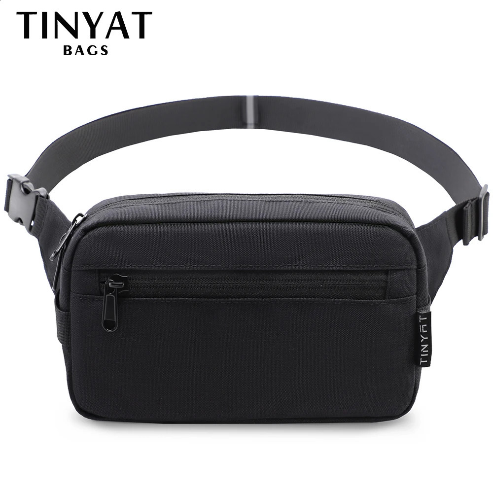 Tinyat Mens Waist Bag Mobile Wallet Travel Big Womens Belt Waterproof Shoulder Black Fanny Bum 240821