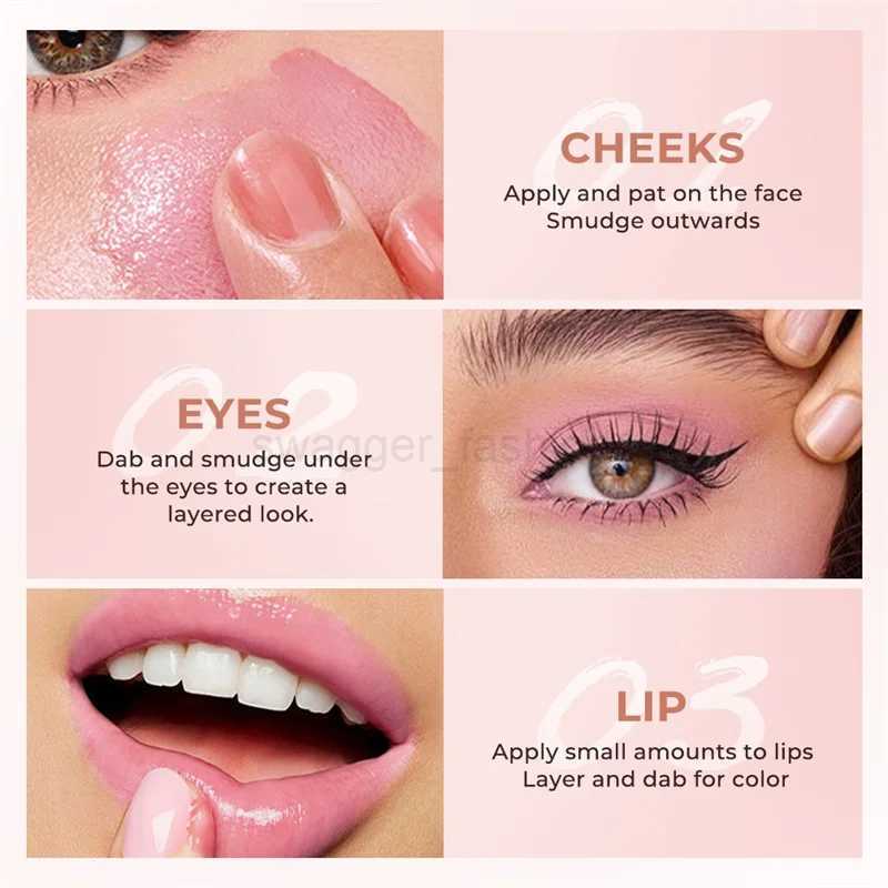 3-in-1 Warm Change Blush Black Transparent Crystal Color Changing Magic Gel Natural Brighten Lip Cheek Contour Lipstick MakeupB240722