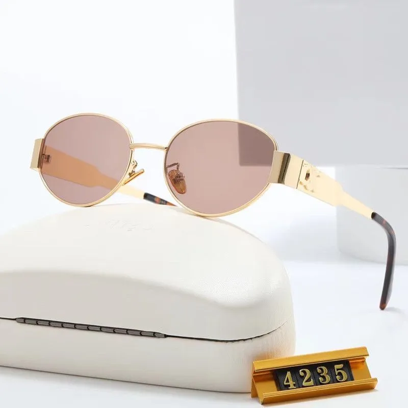 Men Women Designer Sunglasses Luxury Glasses Ladies Sunglass Same As Lisa C Logo Sunglasses Oval Metal Full Frame Mirror With Box DJG2407222