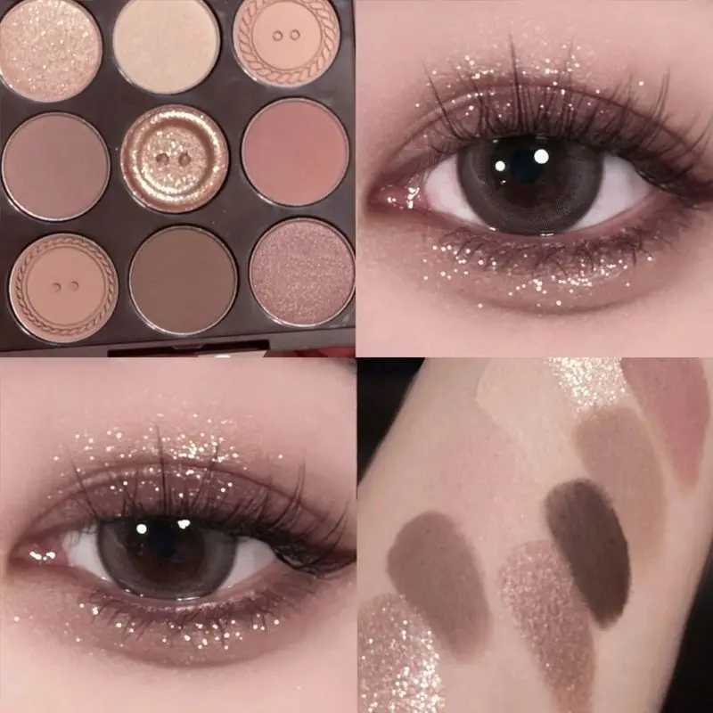 2024 New Nine-Color Sweater Knit Button Eyeshadow Tray Pearl Matte Low Saturation Deep Oat Earth ColorXJ250520