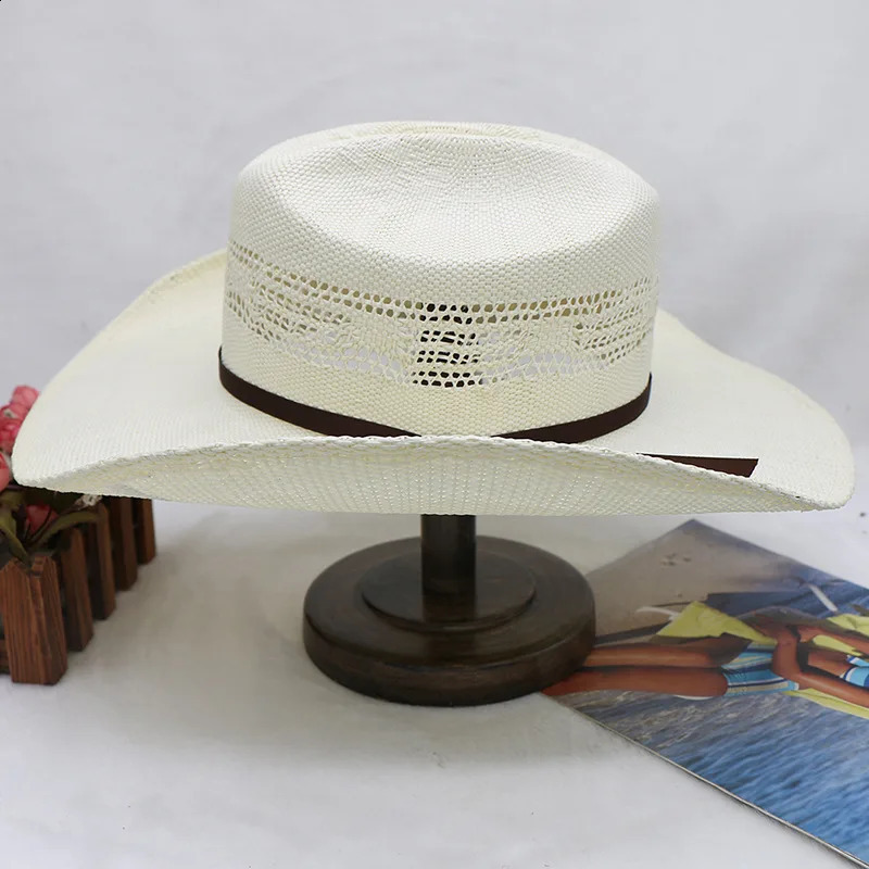 2024 Cowboy Straw Hat Stiff Version Woven Western Cowboy Hat Jazz Hat Rolled Brim Summer Sun Shade sombrero hombre 240717