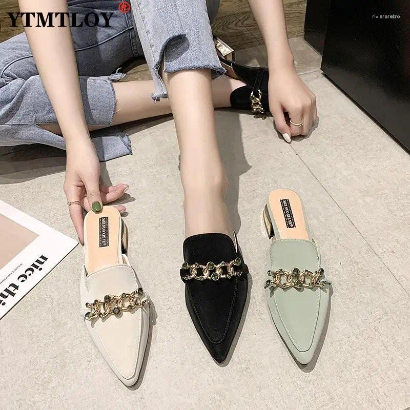 Slippers Low Shoes Ladies' Slides Slipers Women Shallow Female Mule Cover Toe Fringe Loafers Designer Mules Flat PU