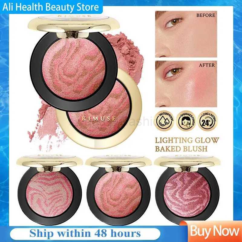 Natural Lighting Glow Baked Blush Long-lasting Baked Powder Lightweight Shimmer Blusher Brighten Glow Marbleized Blush PaletteB240722