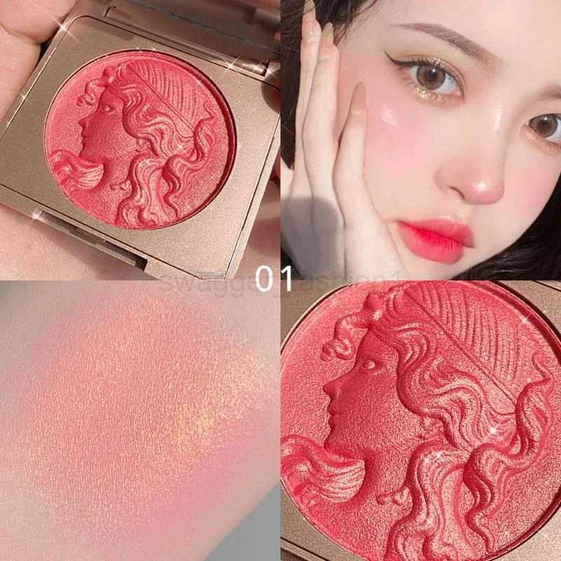 Highlighter Embossed Blush Glitter Facial Long-Lasting Shimmer Powder Pink Coral Rouged For Cheeks Eyeshadow Smooth CosmeticsB240722