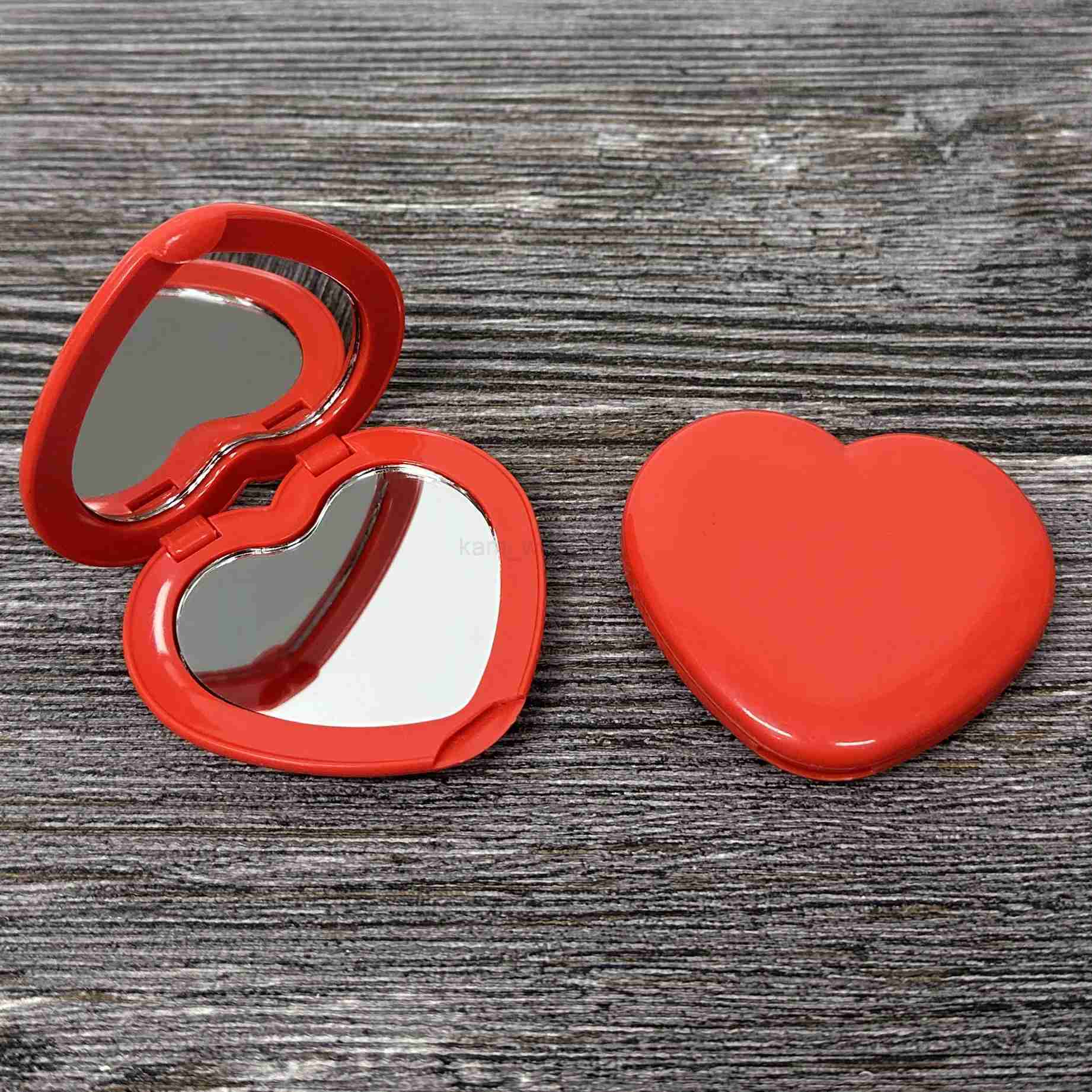 Double Sided Heart Mirror Hot Sale Magnifying 1X/2X Heart Makeup Mirror Red Heart Pocket MirrorM240722