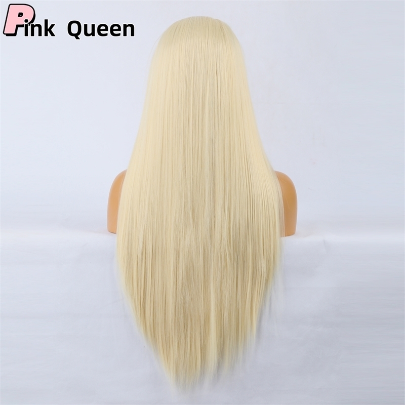 613 Snow White 134 Synthetic Hair Front Lace Glueless Heat Resistant Fiber Natural Hairline Free Parting 240708