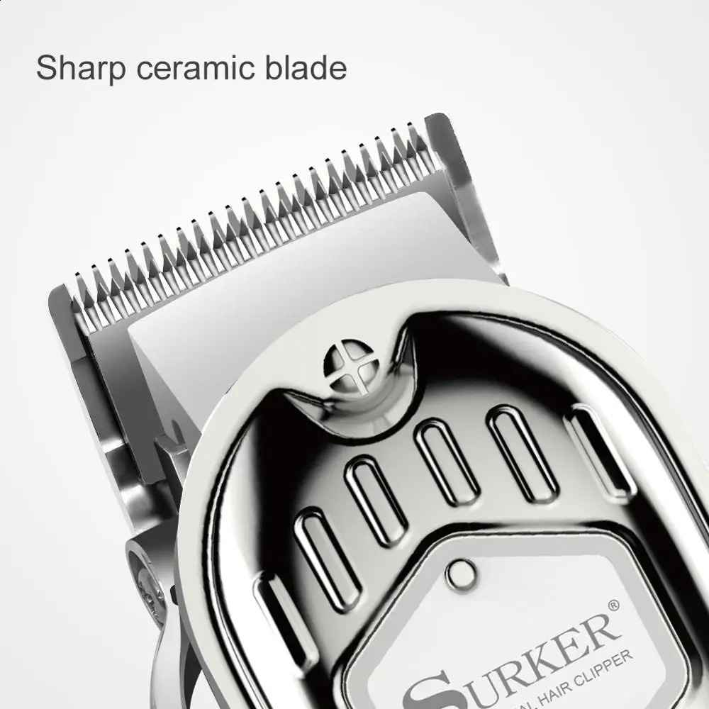 Surker cordless barber hair clipper professional hair trimmer for men all metal electric hair cutter gold machine haircut pivot 240712
