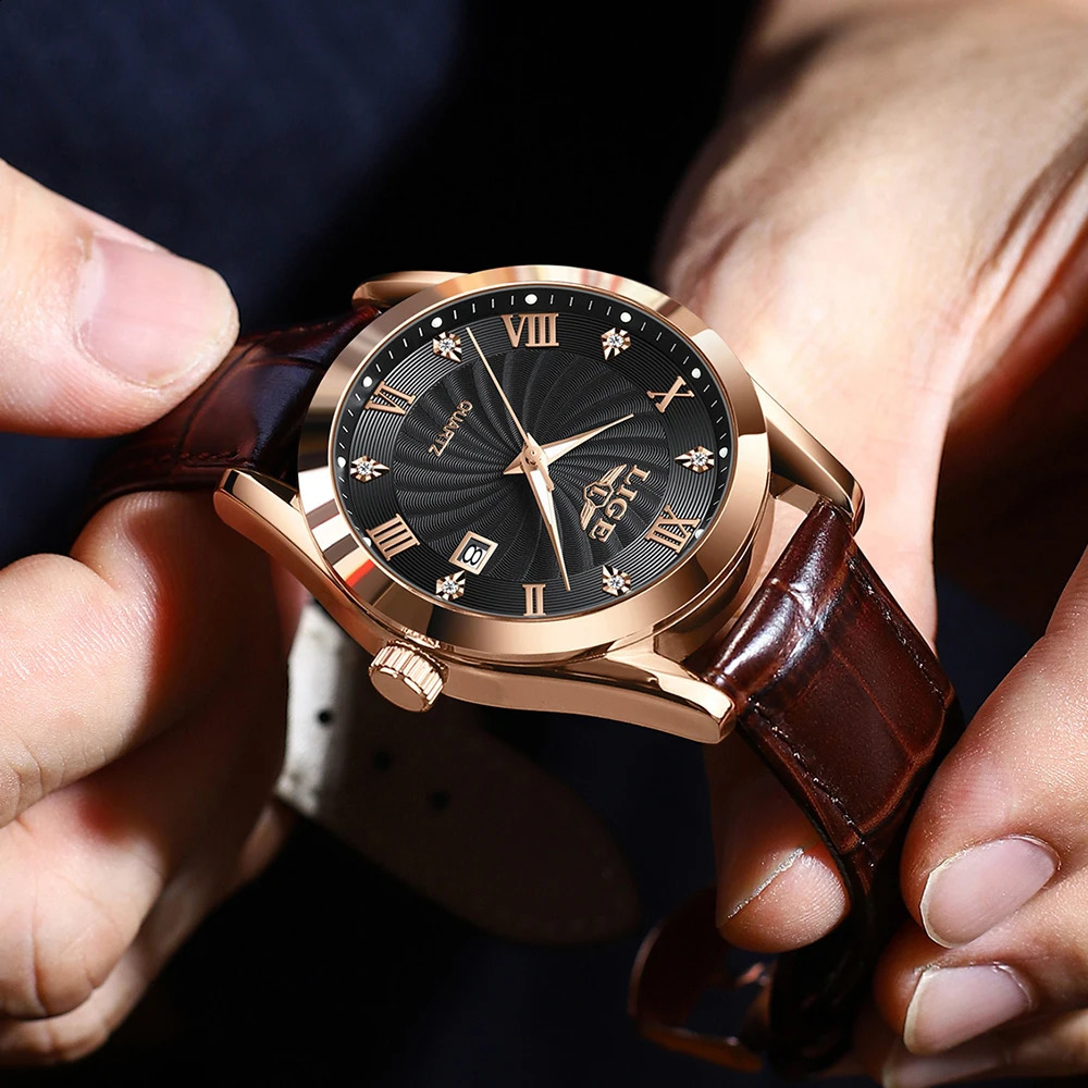 2024 LIGE Men Watches Waterproof Luminous Top Brand Luxury Leather Casual Sports Quartz Wristwatch Military Man Watch For 240716