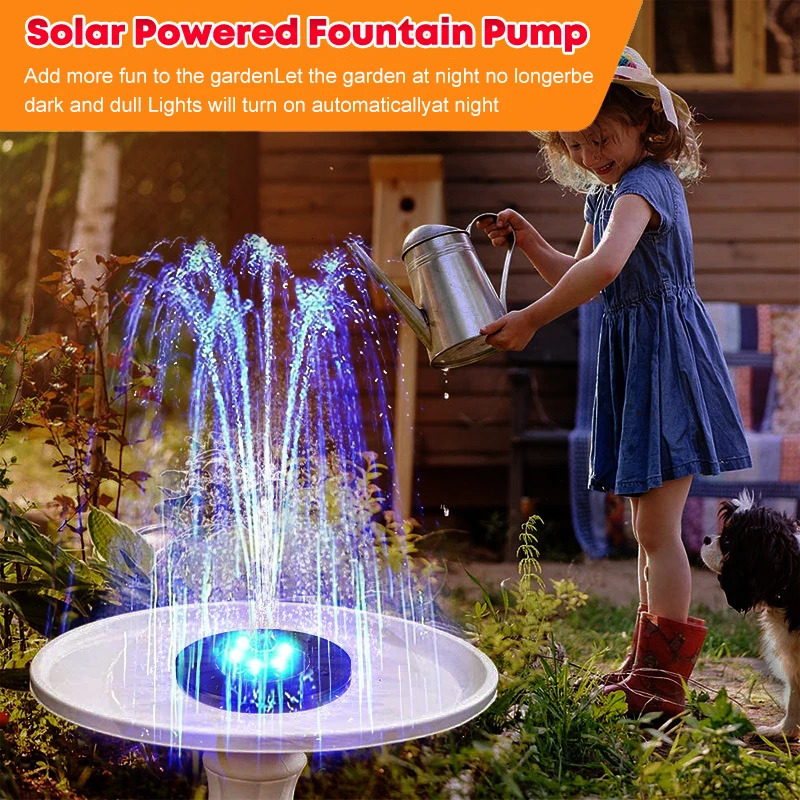 13/16/18cm Solar Water Fountain Pool Pond Waterfall Garden Decoration Outdoor Bird Bath Solar Powered Colorful Fountain Floating 240717