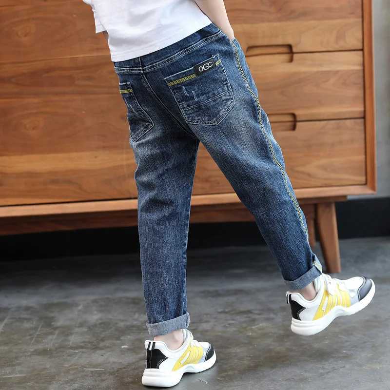 Jeans Kids Boys Jeans Young Casual Trousers 4-11 Years Children Denim Long Pants Elastic Waist Pants Spring Autumn Slim Jean