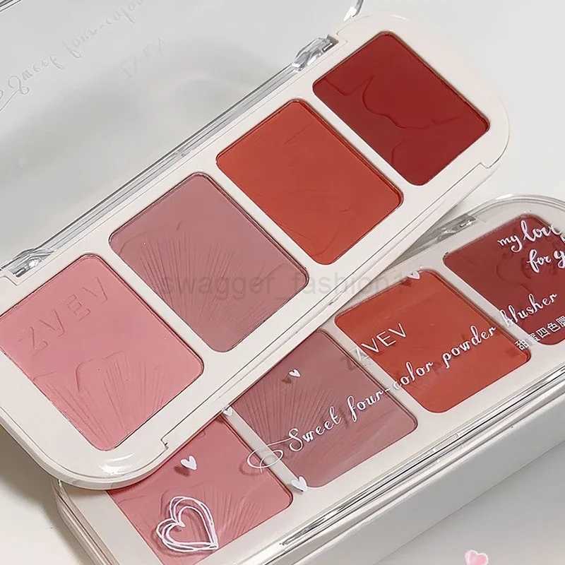 Low Saturation Smoky Pink Blush High Pigment Powder Eyeshadow Blusher Matte Brighten Contour Palette 4Color Mixed Korea CosmeticB240722