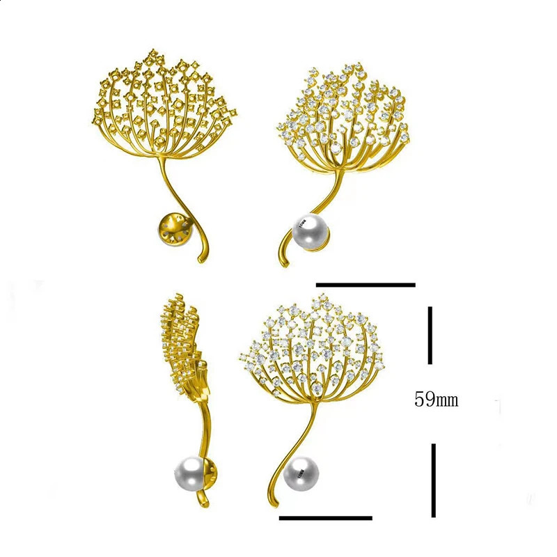 MeibaPJ Natural Pearl Dandelion Corsage Brooch Fashion Sweater Jewelry for Women Empty Tray 240713