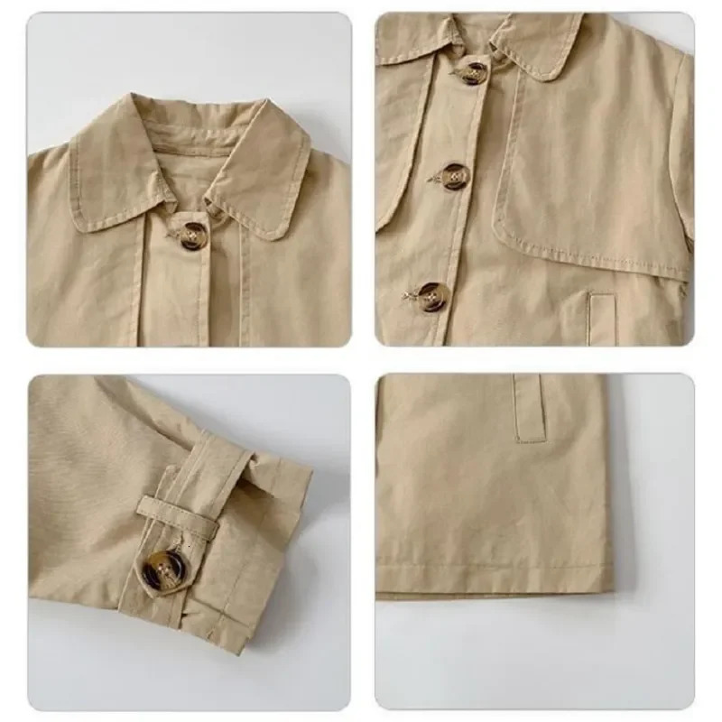 Fashion Baby Girl Boy Trench Cotton Infant Toddler Kid Windbreak Jacket Autumn Spring Child Dust Coat Baby Outwear Clothes 1-7Y 240711