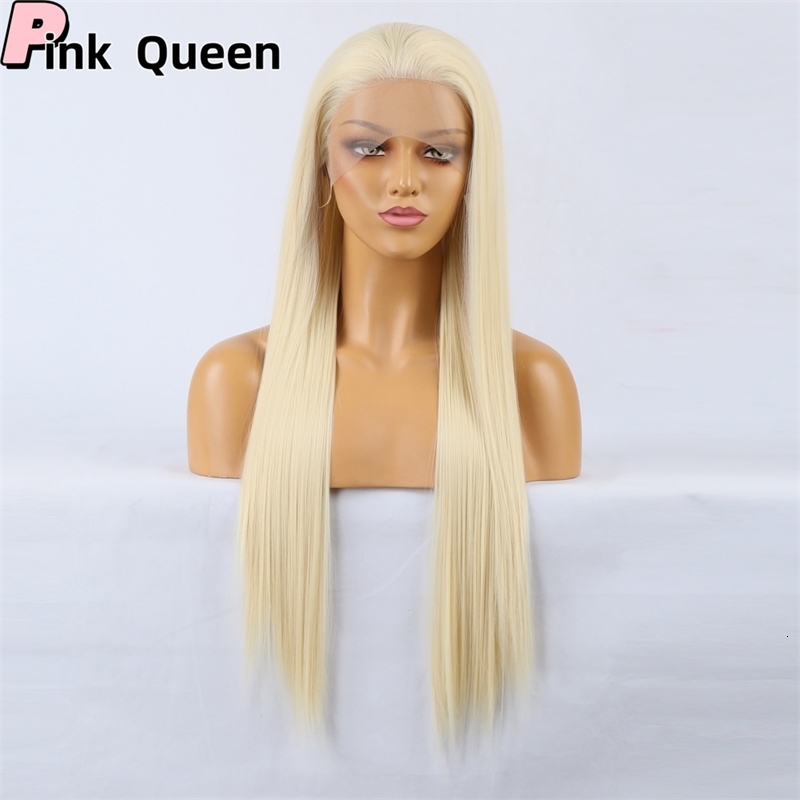 613 Snow White 134 Synthetic Hair Front Lace Glueless Heat Resistant Fiber Natural Hairline Free Parting 240708