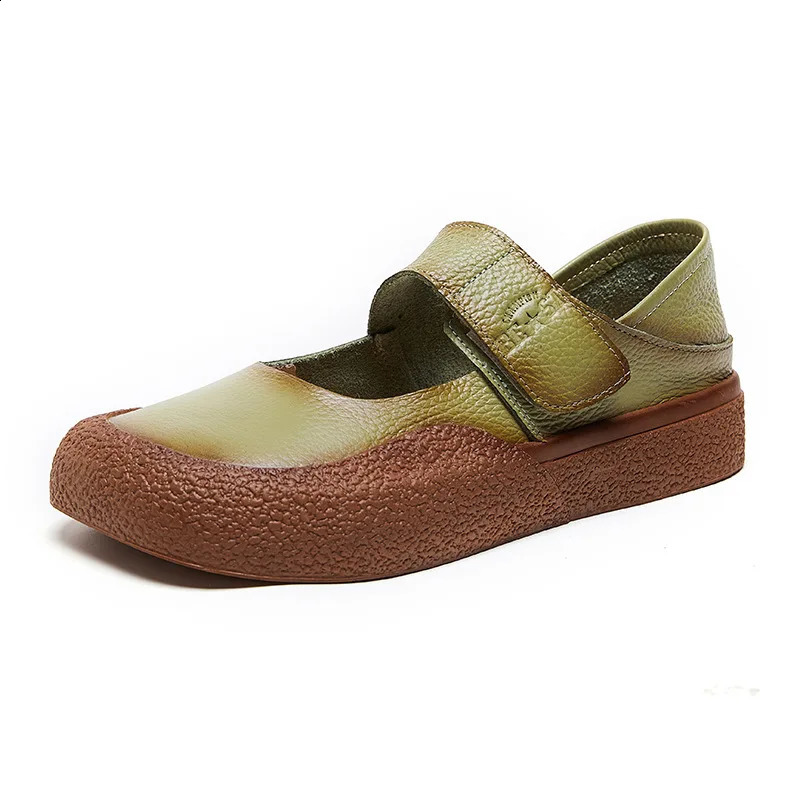 Ethnic inspired flats womens genuine leather shoes tenis aesthetic ladies retro nurse woman barefoot dress 240718