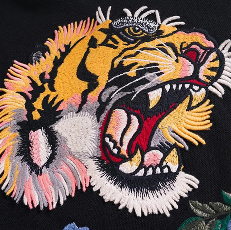 High Men High Embroidery tiger head flowers Fashion Polo Shirts Shirt Skateboard Cotton Polos Top Tee #C38 240712