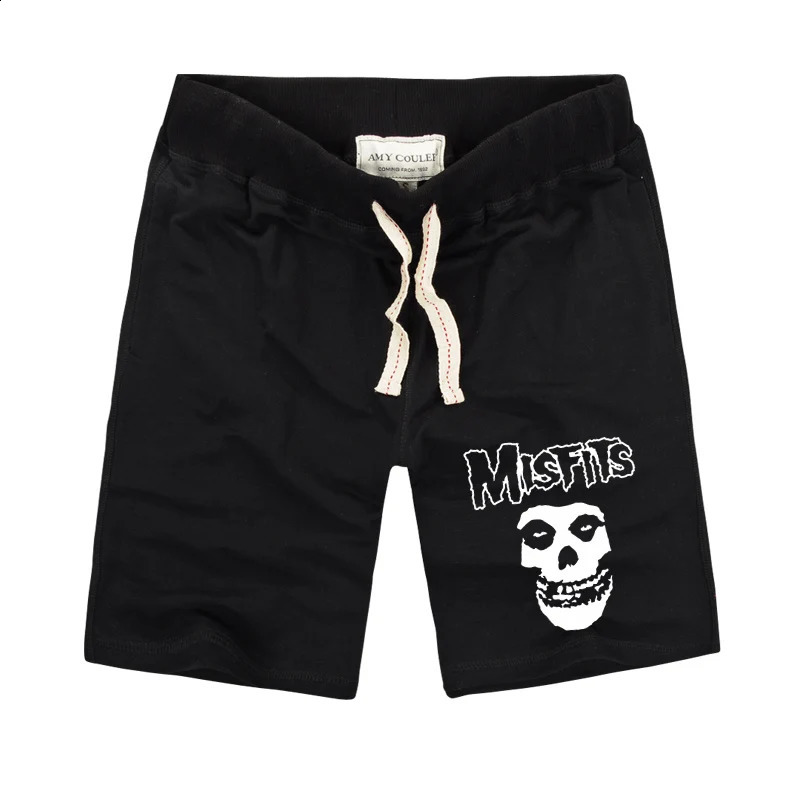 Misfits Shorts high-quality summer fashion skull print mens casual fitness shorts cotton knit shorts Plus size S-2XL 240713