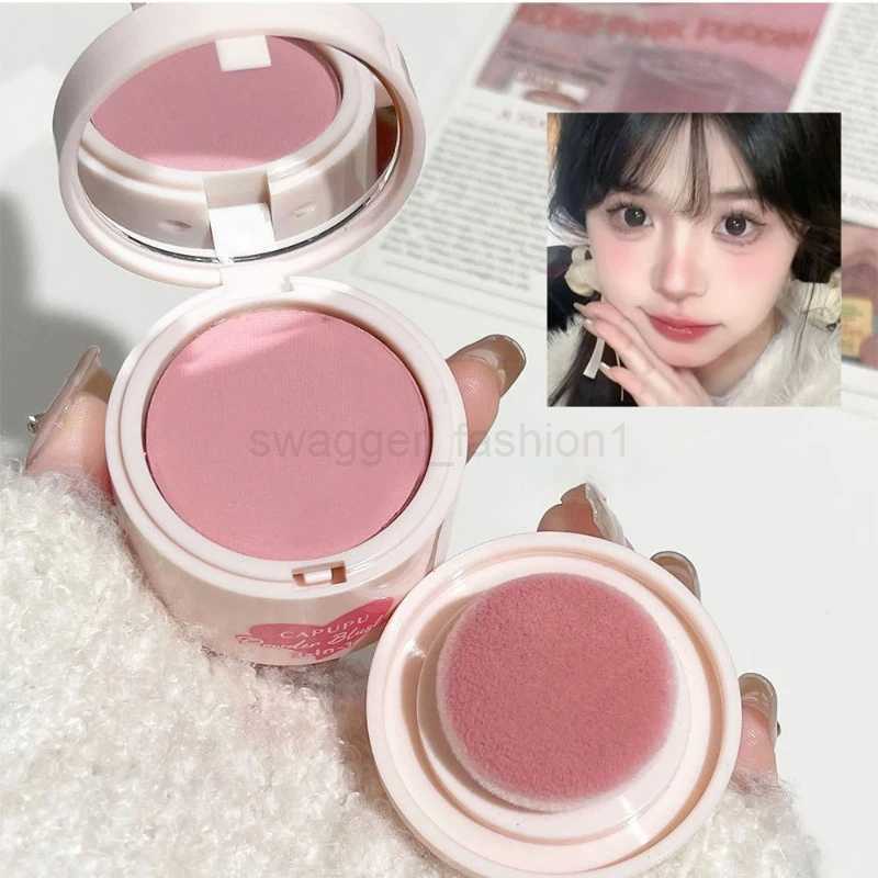 Peach Pink Soft Skin Blush with Puff Matte Natural Powder Blusher Low Saturation Gray Pink Cheek Tint Contour Brightens MakeupB240722