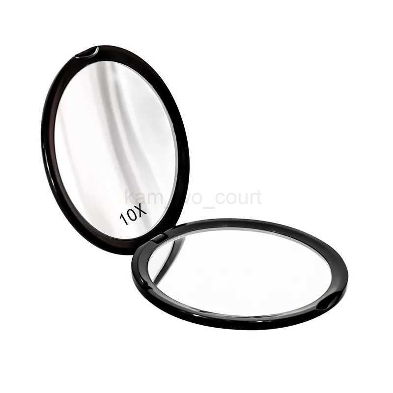 1Pcs Handheld Portable Makeup Mirror Double Sided 10X Magnifying Mirror Flip Flap Folding Round Mini Pocket Makeup Mirror ToolsM240722