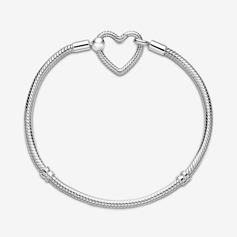 Heart Closure Snake Chain Bracelet 925 Sterling Silver Charm Bracelet For Women Wedding Jewelry Bracelet Girlfriend Gift With Retail