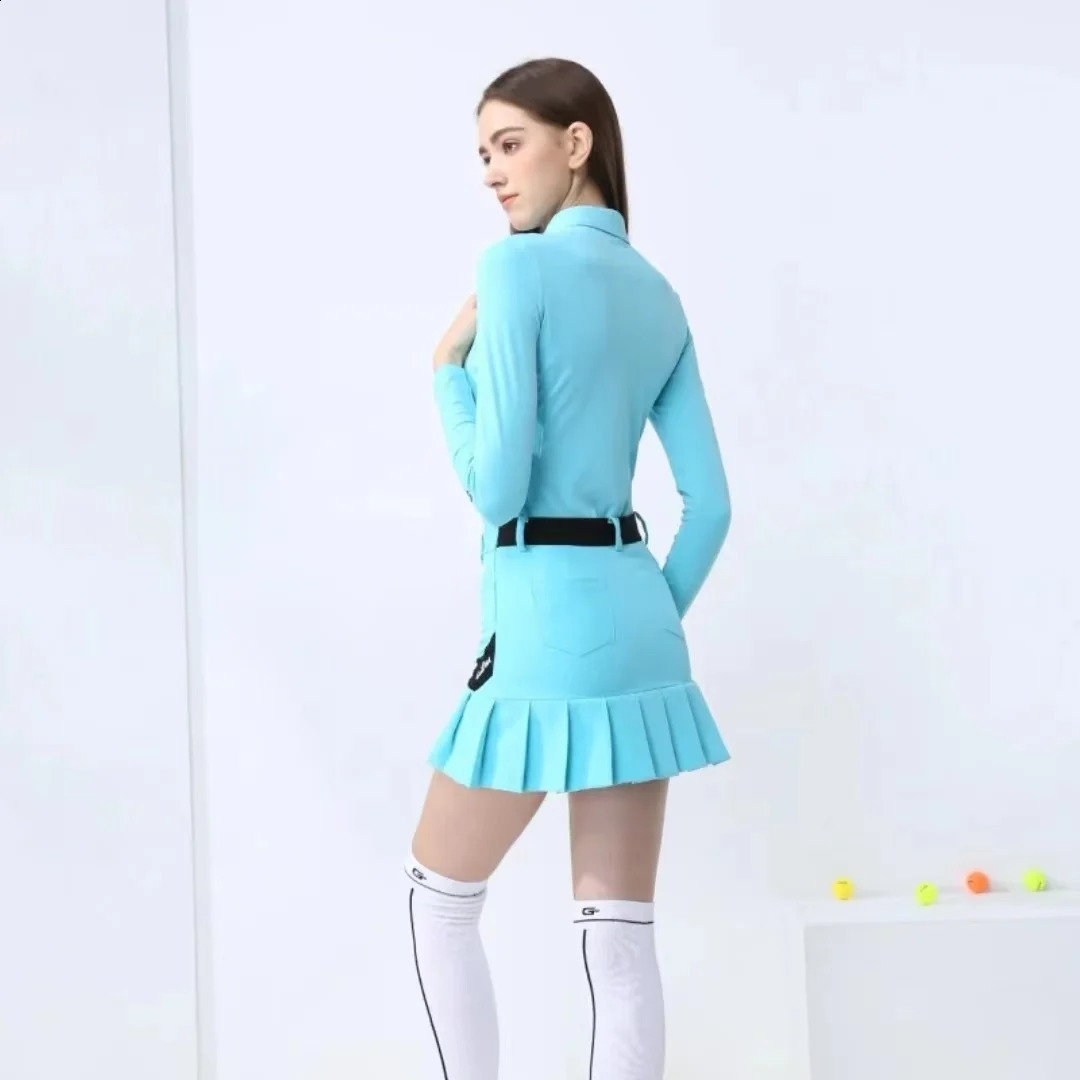 Golfist Golf Elastic Long Sleeve Shirt Blouse Women Mesh V-neck Golf T-shirt Lady Golf Pencil Skort Tennis Clothing 240715