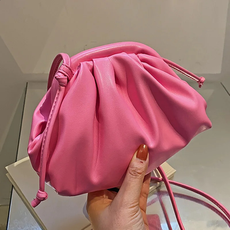 Simple Women Cloud Messenger Bag Allmatch Ladies Yellow Blue PU Leather Crossbody Female Evening Party Clutches And Purse 240722