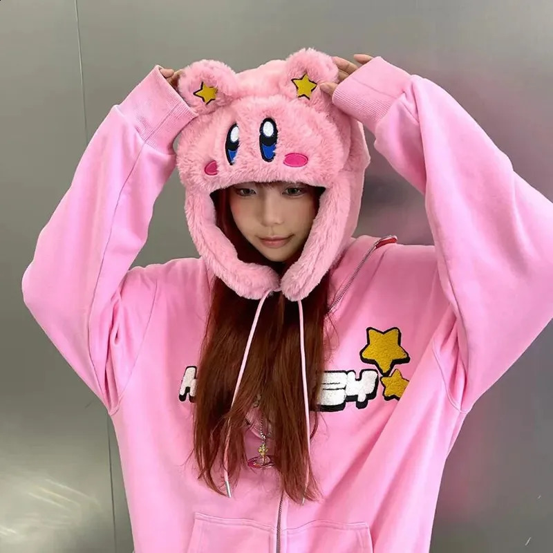 Cartoon hat female autumn and winter warm ear protection Lei Feng hat fashion plush cold cute hat 240712
