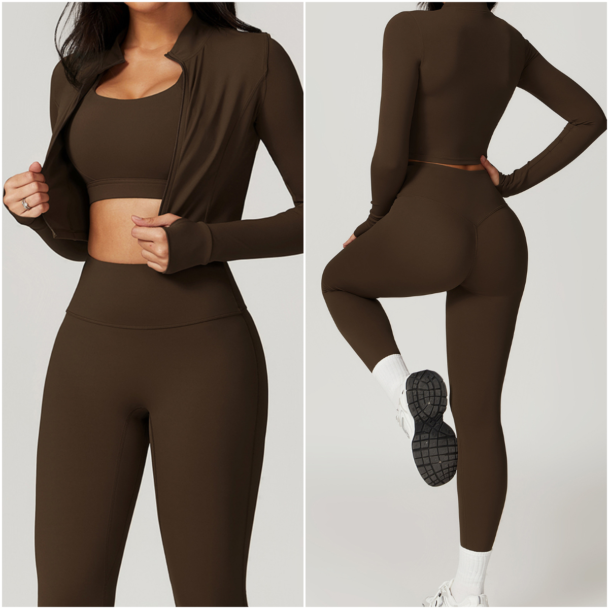 womens yoga outfit three pieces suits vest pants jackets set exercise closefitting fiess wear running elastic workout tracuit workout set joggers wome