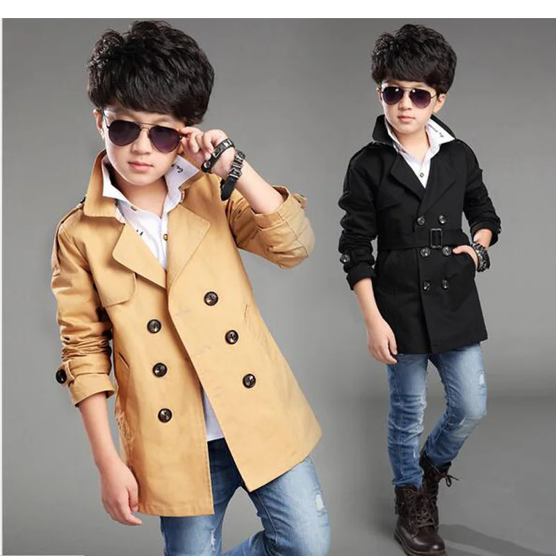 Boy Trench Coat Boys Outerwear Kids Windbreaker Cool Children Coat Long Patter Manteau Enfant Garcon Kids Coat 240711