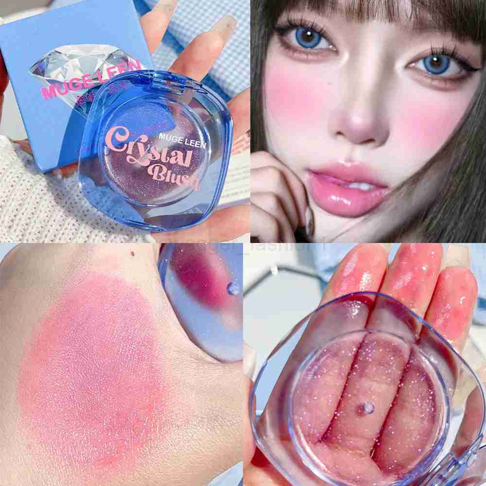 Transparent Crystal Warm Color-changing Blush Palette Makeup Jelly Tint Lip Cheek Moisturized Long-Lasting Shimmer Blusher CreamB240722