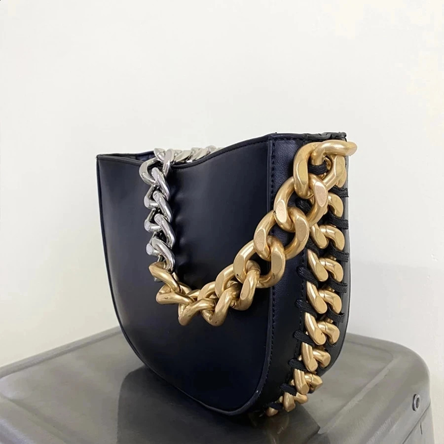 Thick Chain Half Moon Crossbody Bags for Womens Crescent Bucket Bag y Tote Shoulder Messenger Handbags 240817