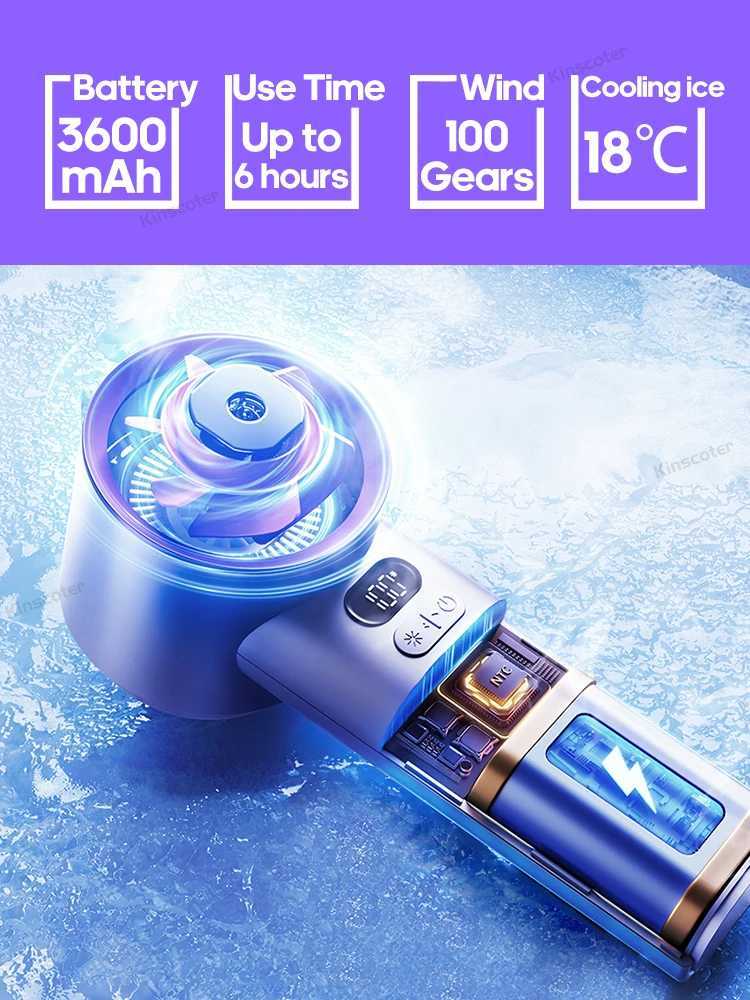 Electric Fans KINSCOTER Portable Handheld Turbo Fan 100 Wind Speeds Adjustable Mini Personal Fan Battery Operated Electric Eyelash Fan L24722