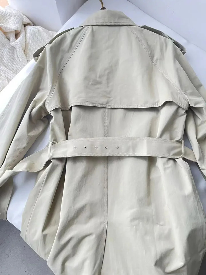 THE R AutumnWinter Scandinavian Style Classic Basic Trench Coat Womens Flat Pocket Buckle Strap Jacket 240712