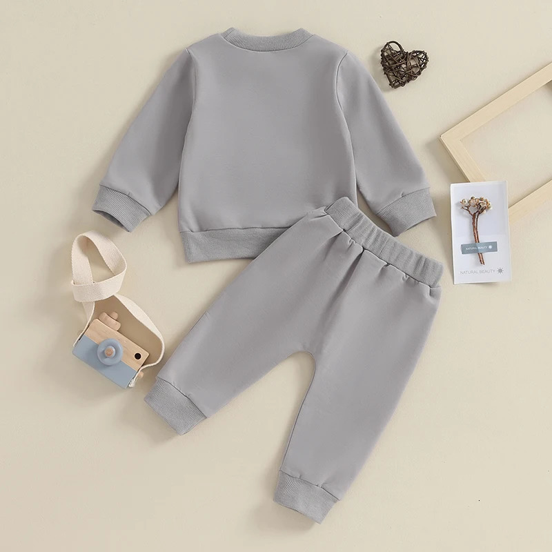 -09-20 Lioraitiin 0-3Y born Toddler Baby Boy Fall Winter Outfits Letter Crewneck Sweatshirt Casual Pants Set 2Pcs Clothes 240715