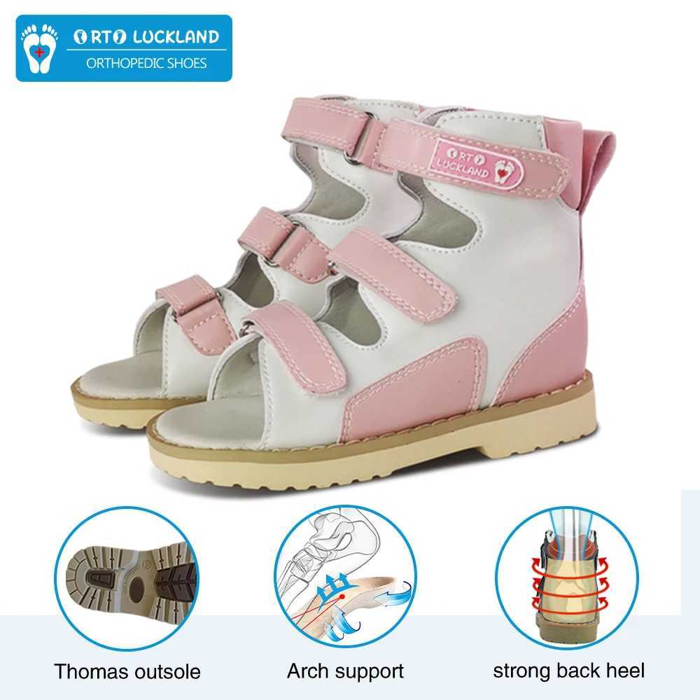 Sandals Girl Sandals Summer Childrens Orthopedic Shoes Kids Baby Princess Leather Flatfoot Footwear For Toddler 3 4 5 6 7 YearsL24722