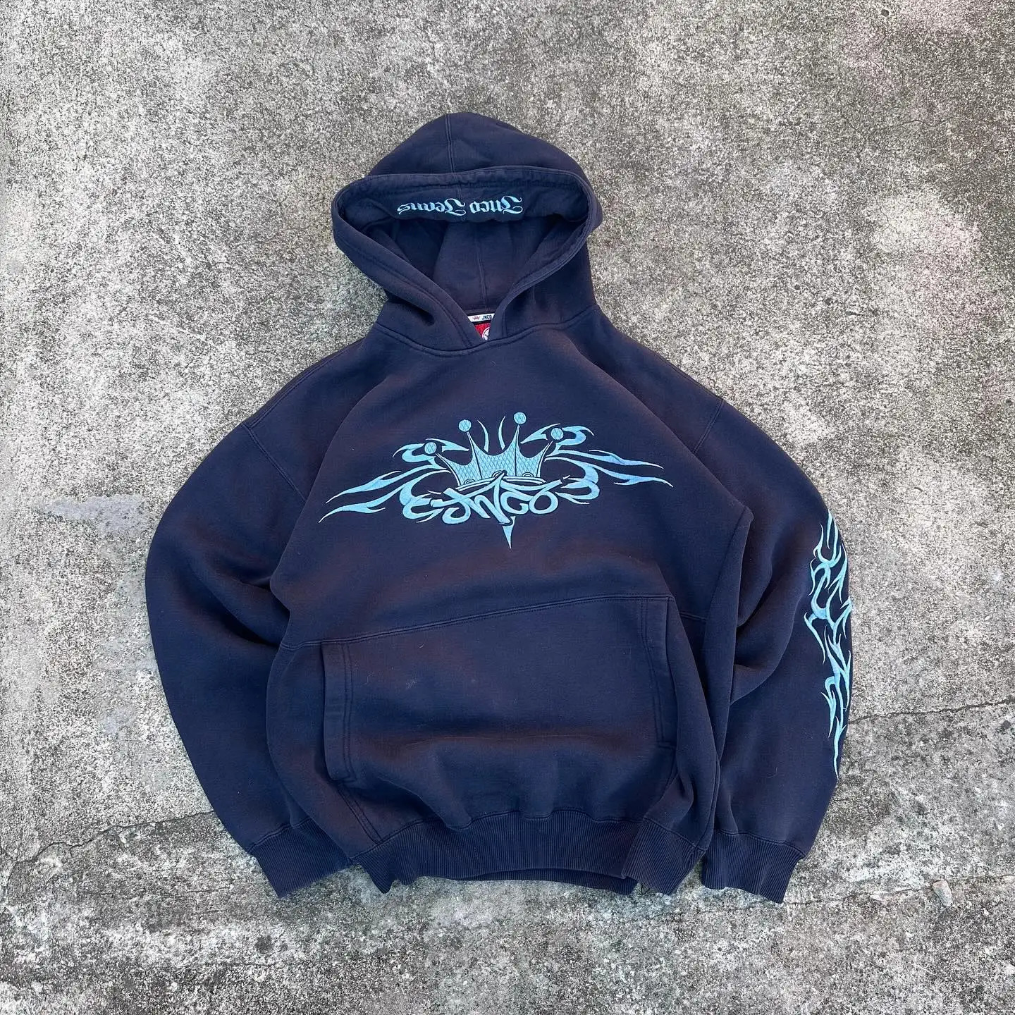 American Hip Hop JNCO Pattern Embroidery Hoodie Men Y2K Street Casual Loose Joker Sweatshirt Unisex Punk Rock Hooded 240719