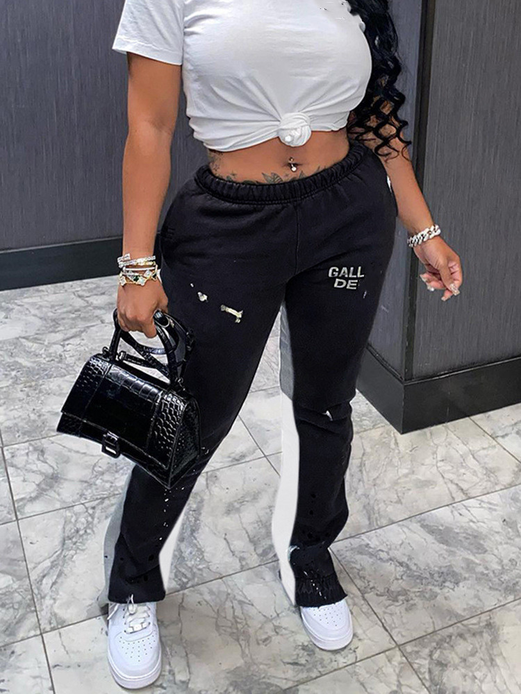 Women's Hoodies Women Fall Sweatpants Joggers Cargo Flare Pants High Waist Loose Straigt Stacked Trousers Casual Autumn Hip Hop Fashion
